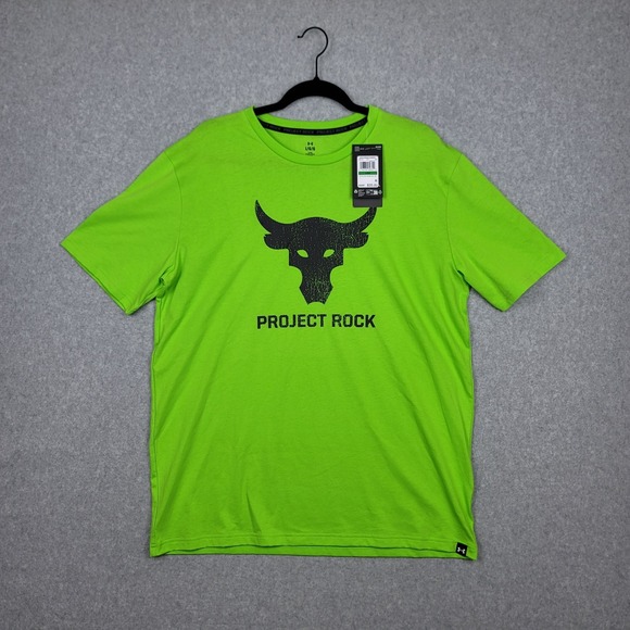 Under Armour Project Rock Brahma Bull T-Shirt Men's XL Short Sleeve Neon Green - Picture 1 of 9